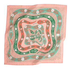 NWT Handker No. 069 Snakes Bandana Scarf 100% Cotton 22x22 Pink Green